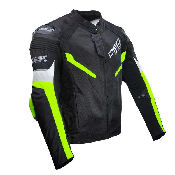 DSG Race Pro V2 Rider Jacket Black Fluro Yellow Color - ItZspeed