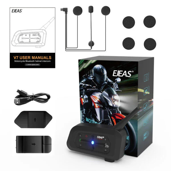 EJEAS V7 Helmet Bluetooth Intercom Headset, Waterproof IP65 - ItZspeed