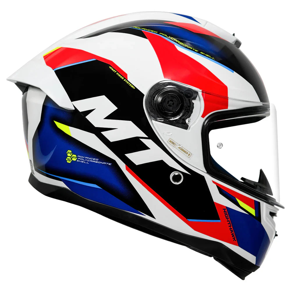 MT Hummer B Nighthawk Helmet White & Blue Color - ItZspeed