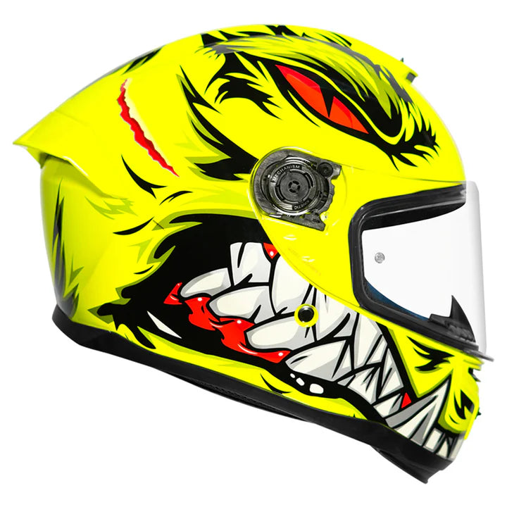 MT Hummer Lycan Gloss Fluorescent Yellow Orange Helmet - ItZspeed
