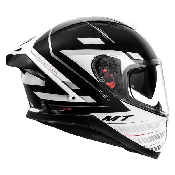 MT THUNDER 3 Pro Damer Glossy Black & White Color Helmet - ItZspeed