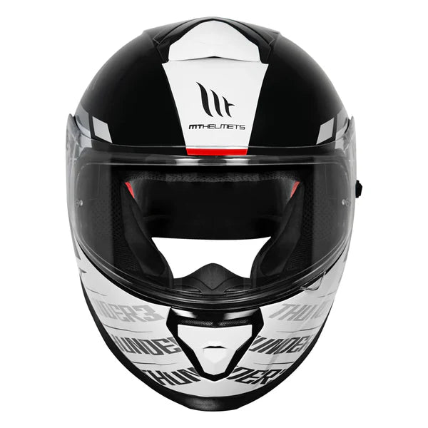 MT THUNDER 3 Pro Damer Glossy Black & White Color Helmet - ItZspeed