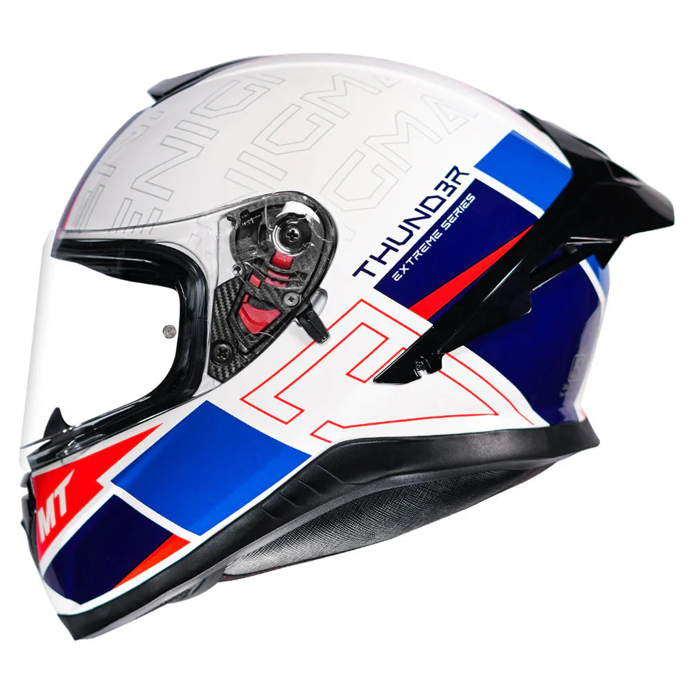 MT THUNDER 3 Pro Enigma Helmet White & Blue Color - ItZspeed