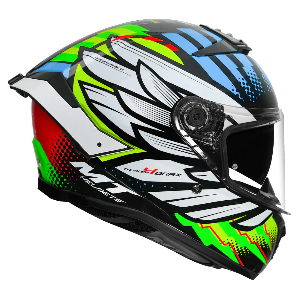 MT THUNDER 4 Drax Green & Blue Color Helmet - ItZspeed