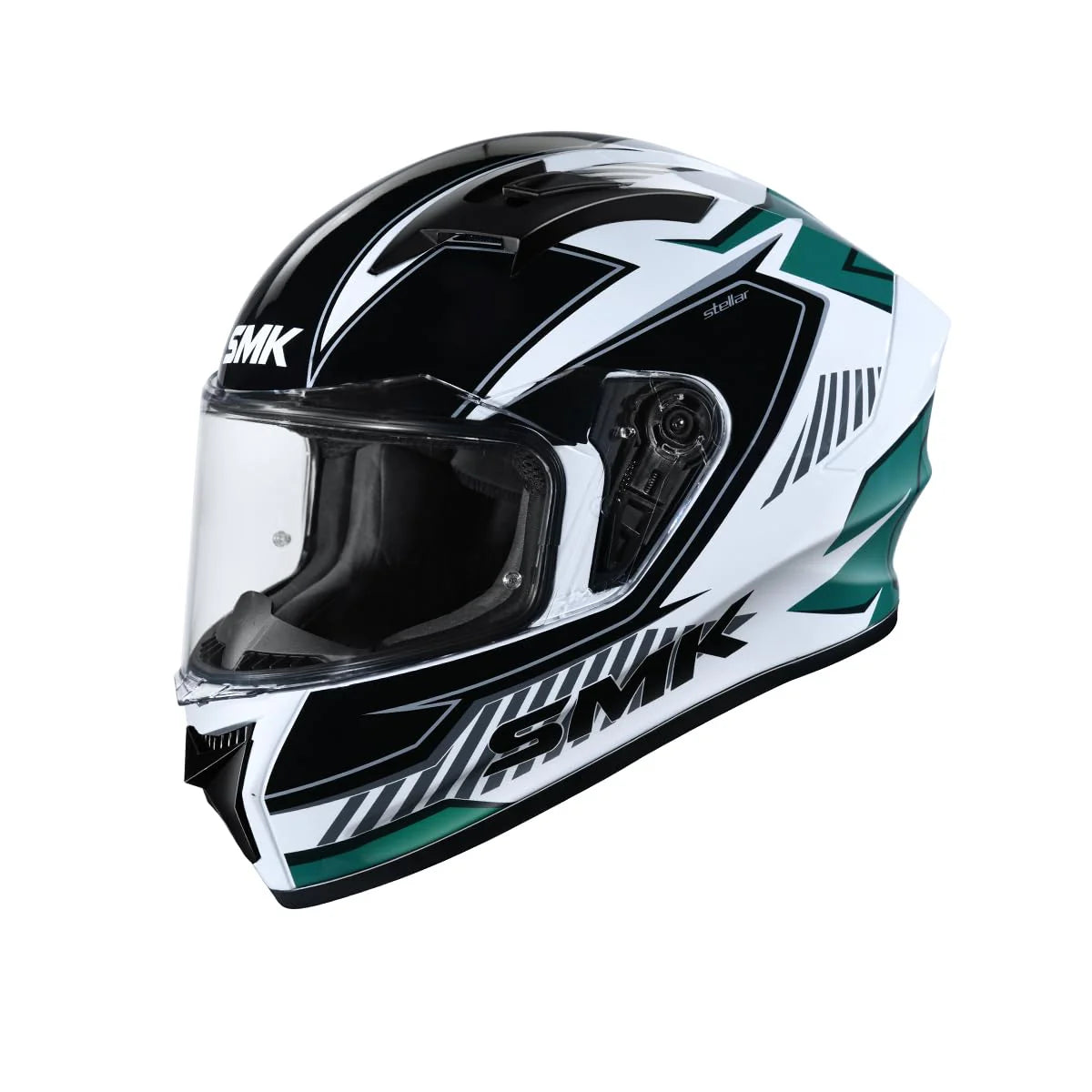 Buy online SMK Stellar Sports Adox white & green helmet at best price