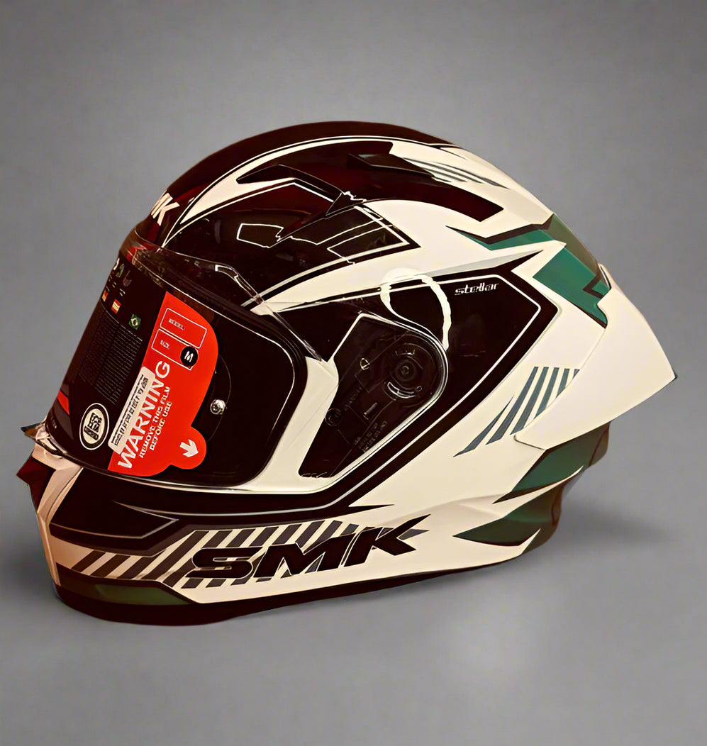 Buy online SMK Stellar Sports Adox white & green helmet at best price in India