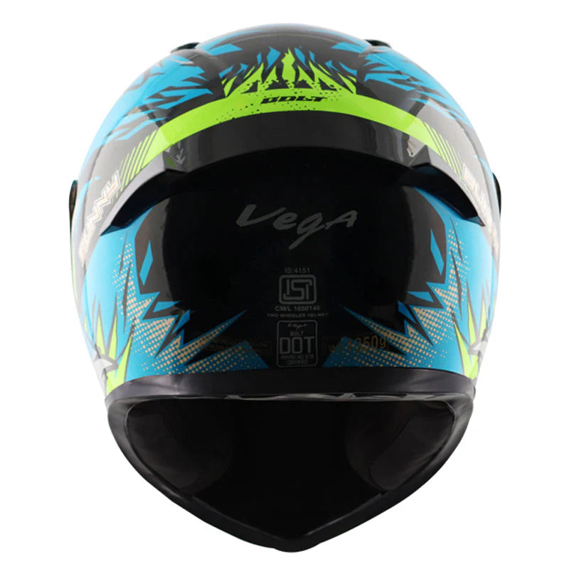 Buy online Vega Bolt Bunny Black & Neon Blue Color Helmet