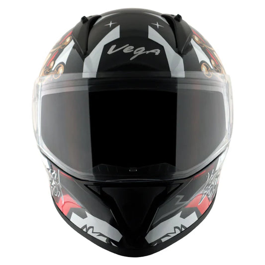 Vega Bolt Crown Skull Black & Red Color Helmet - ItZspeed