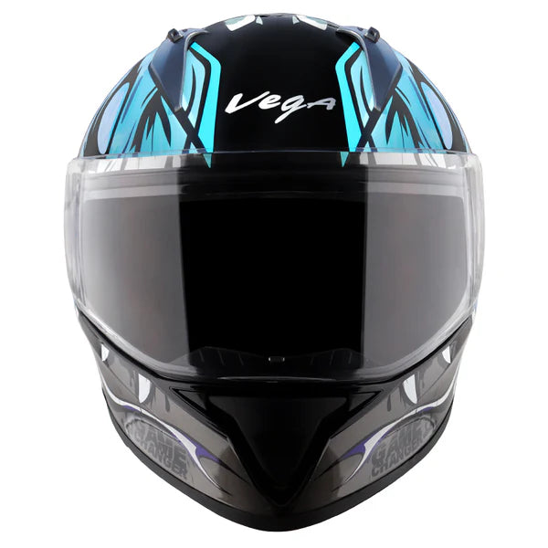 Buy online Vega Bolt Game Changer Black & Blue Color Helmet at best price in India