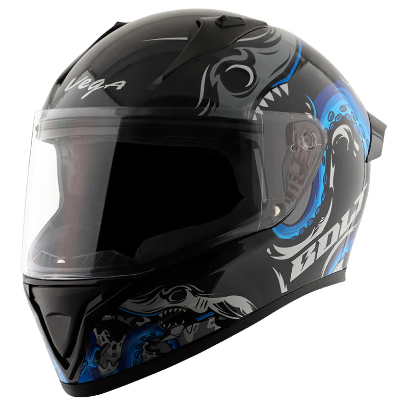 Buy online Vega Bolt Octopus Black & Blue Color Helmet at best price