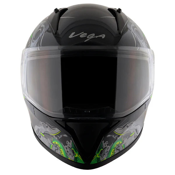 Buy online Vega Bolt Octopus Black & Neon Green Color Helmet at best price in India