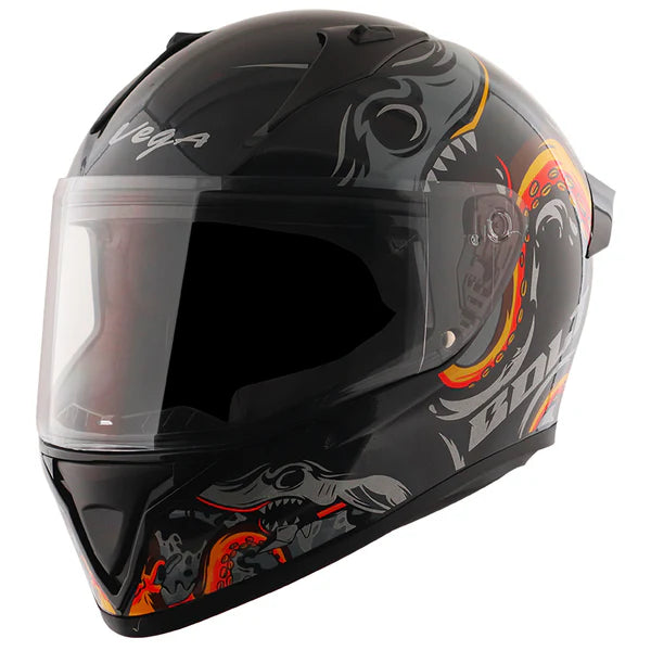 Buy online Vega Bolt Octopus Black & Orange Color Helmet at best price