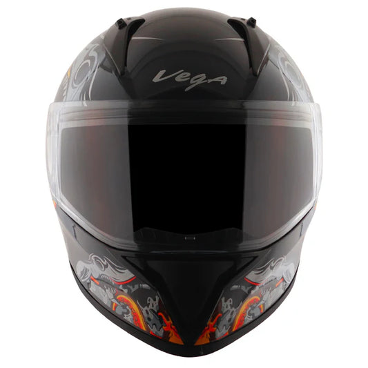Vega Bolt Octopus Black & Orange Color Helmet - ItZspeed