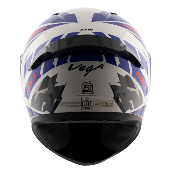 Buy online Vega Bolt Rapid White & Blue Color Helmet