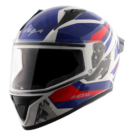 Vega Bolt Rapid White & Blue Color Helmet - ItZspeed