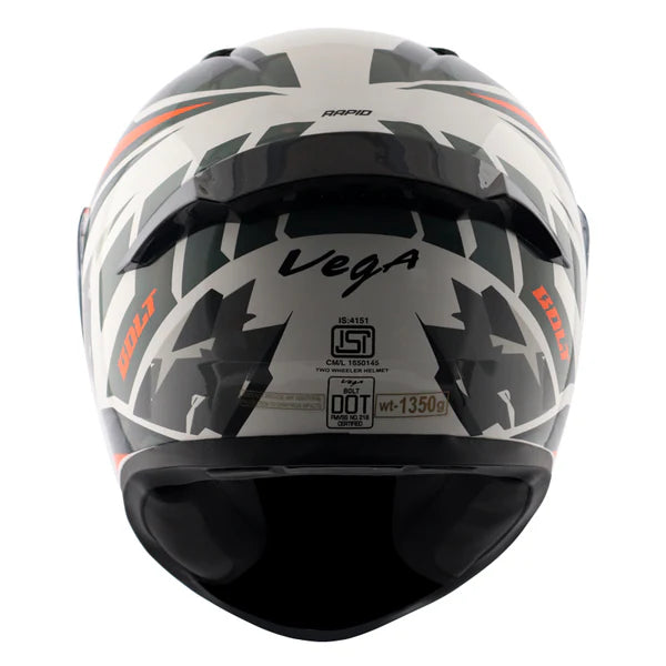 Buy online Vega Bolt Rapid White & Orange Color Helmet