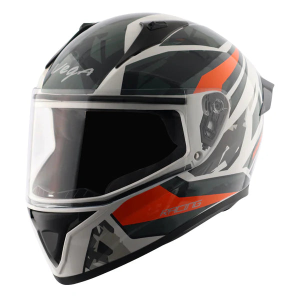 Buy online Vega Bolt Rapid White & Orange Color Helmet at best price in India