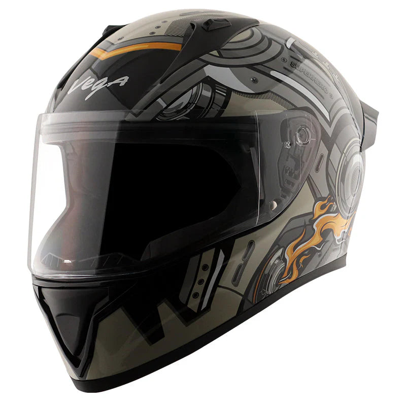 Buy online Vega Bolt Superhero Black & Grey Color Helmet