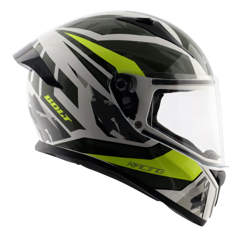 Buy online Vega Bolt White & Neon Yellow Color Helmet at best price