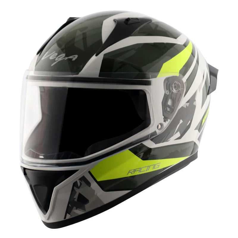 Buy online Vega Bolt White & Neon Yellow Color Helmet at best price in India
