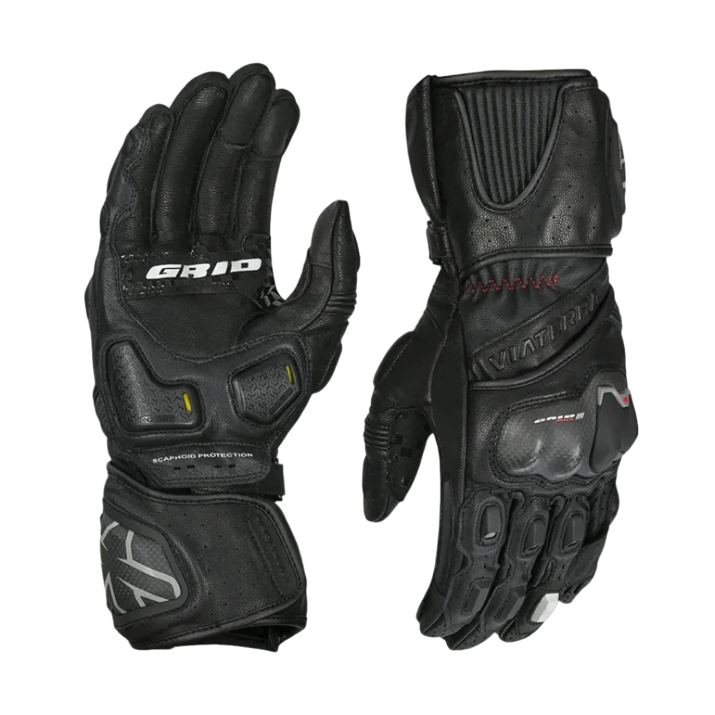Buy online Viaterra Grid MK3 Full Gauntlet Motorcycle Riding Black Color Gloves at best price