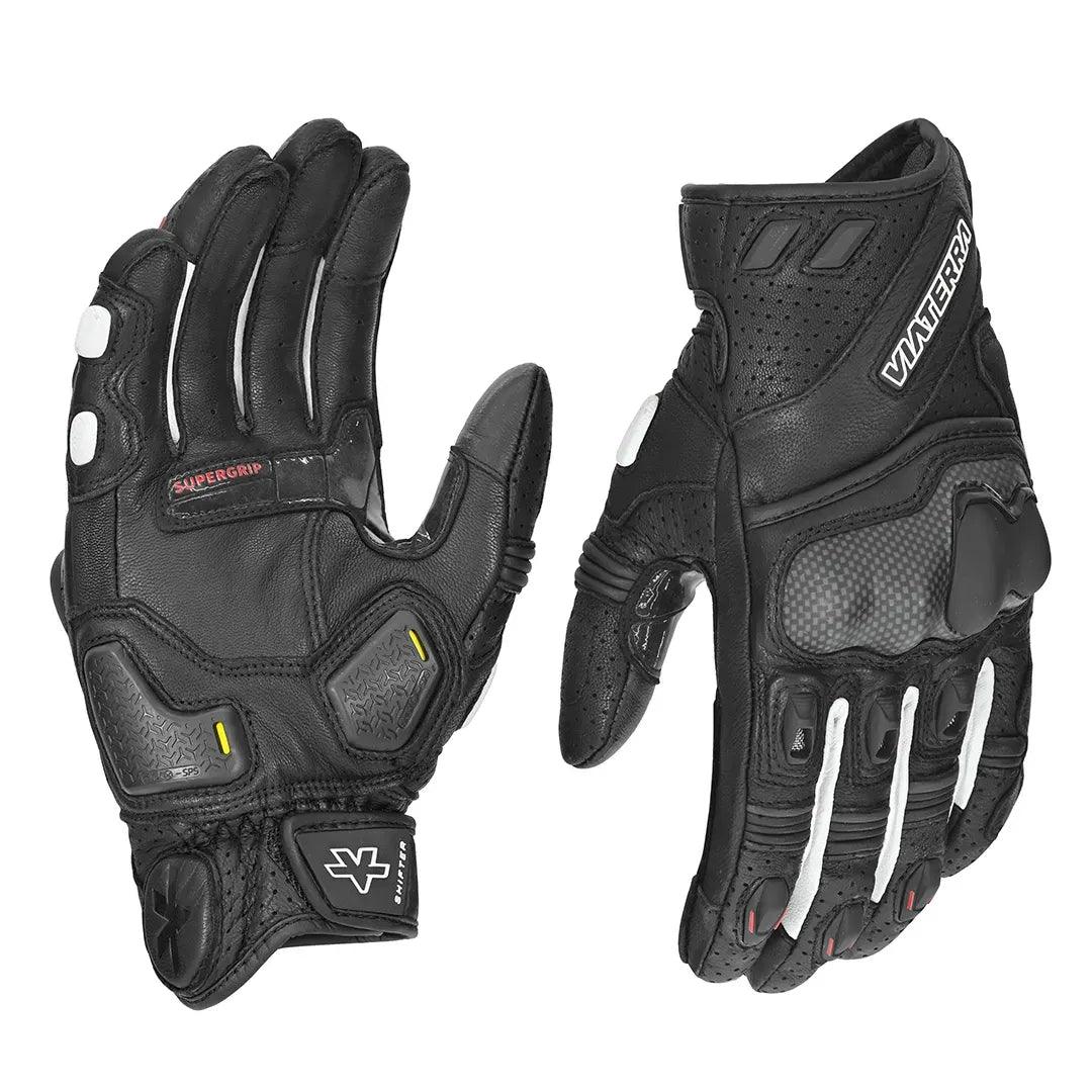 Viaterra Shifter Short Leather Riding Gloves Black color - ItZspeed