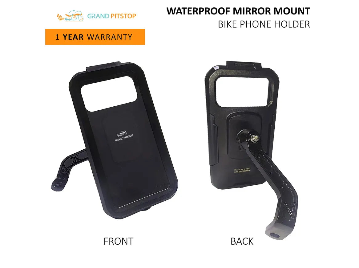 Grand Pitstop Mirror Mount Fully Waterproof Bike Mobile Phone Holder Mount without charger - ItZspeed