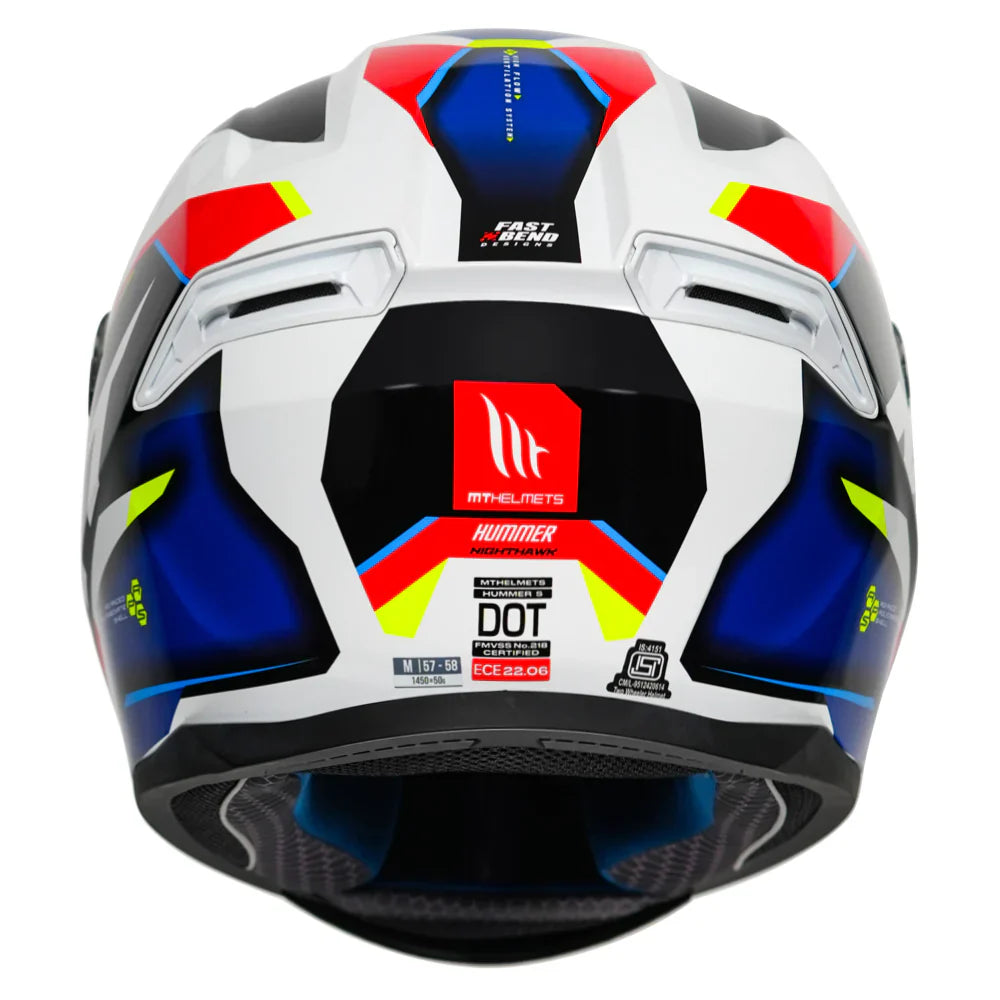 MT Hummer B Nighthawk Helmet White & Blue Color - ItZspeed