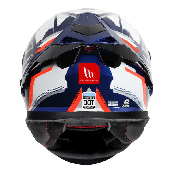 MT THUNDER 3 Pro Blaze Helmet Blue & White Color (Fluorescent Orange) - ItZspeed