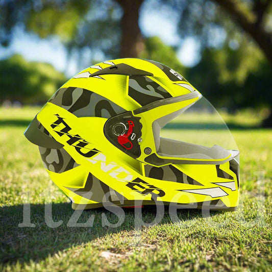 STUDDS Thunder D7 Decor Matt Neon Green & Black Helmet - ItZspeed