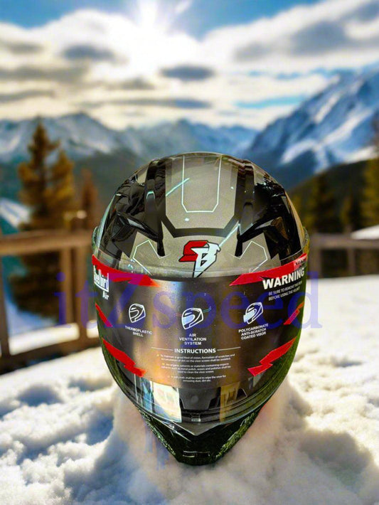 Steelbird SBA-20 Hunt Grey & Black Graphic Helmet - ItZspeed