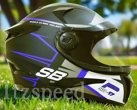 Steelbird SBH-17 Robot Ice Blue & Black Color - ItZspeed