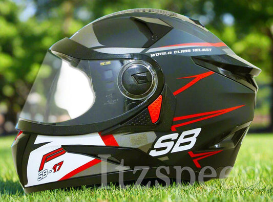 Steelbird SBH-17 Robot Ice Red & Black Color - ItZspeed