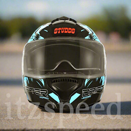 Studds Drifter D2 Leopard Decor Black & Blue - ItZspeed