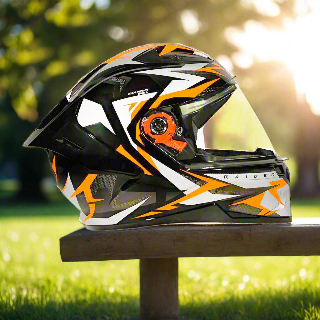 Studds Raider Skulpt D1 orange white black helmet - ItZspeed