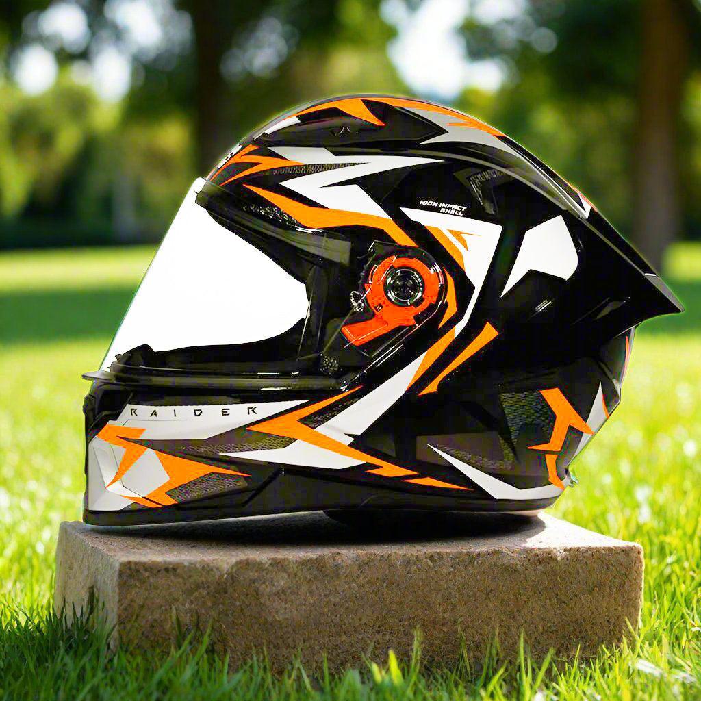 Studds Raider Skulpt D1 orange white black helmet - ItZspeed